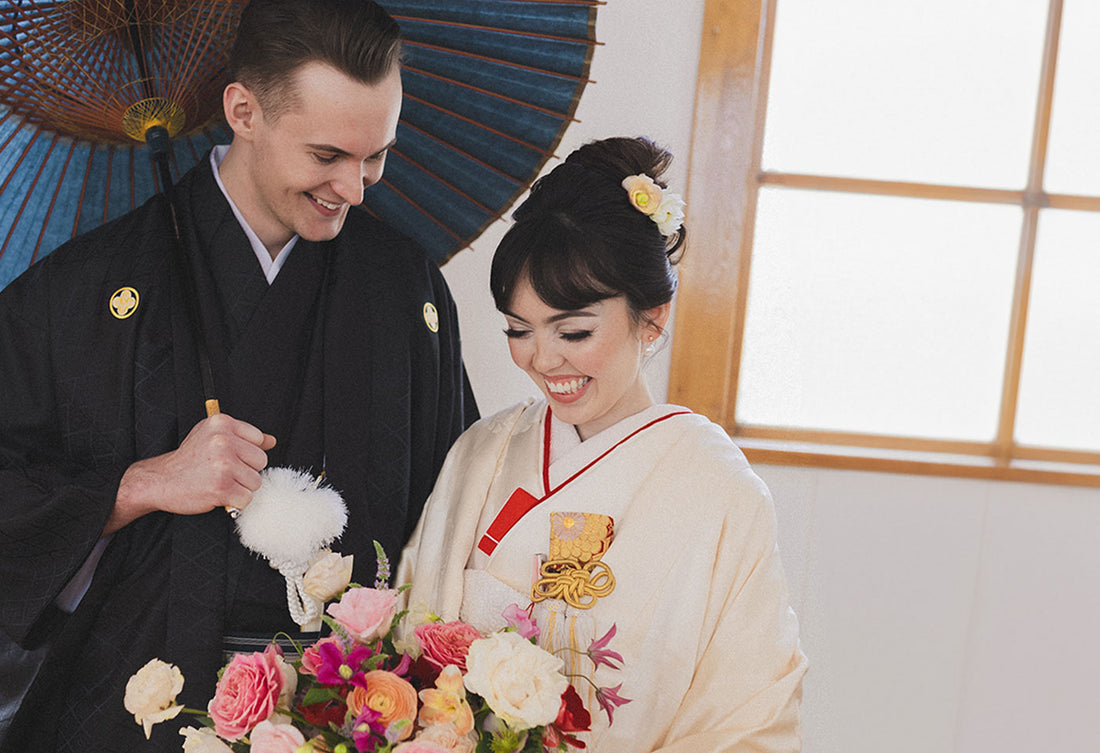 japanese wedding kimonos man and woman