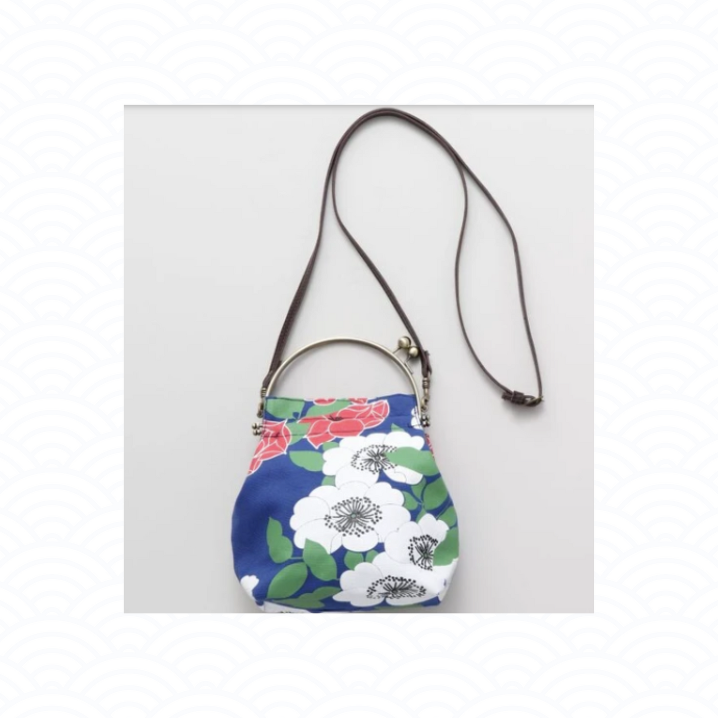 Japanese-Modern Floral Pattern Kisslock Shoulder Bag